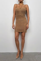 Mini Beige Knit Beige Dress