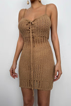 Mini Beige Knit Beige Dress