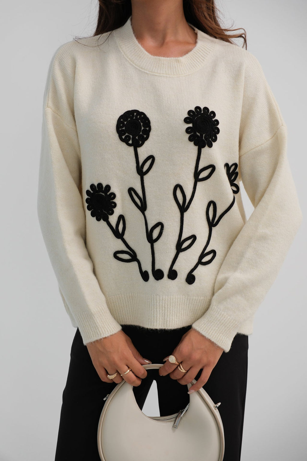 Motifli Oversize White Knit Sweater