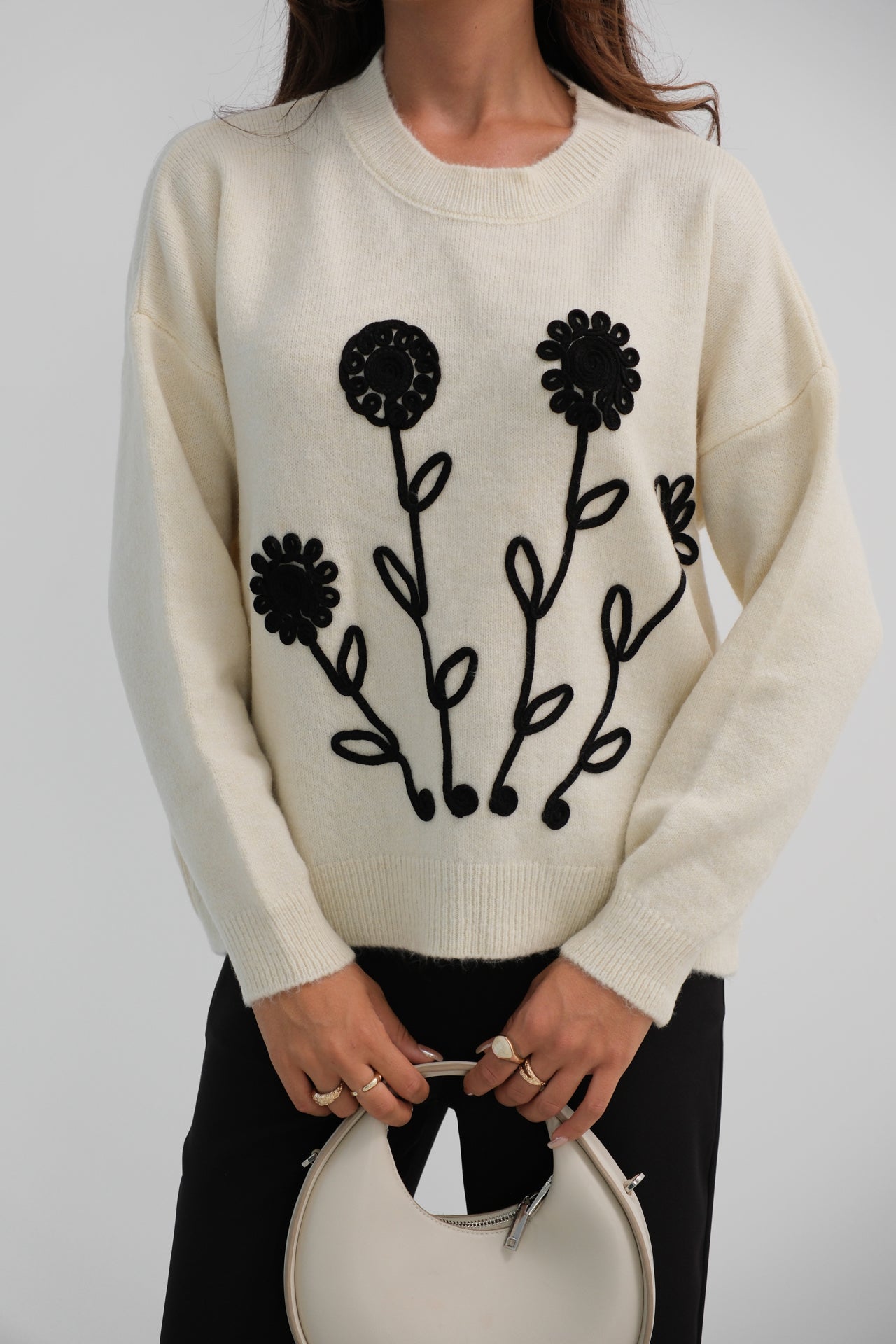 Motifli Oversize White Knit Sweater