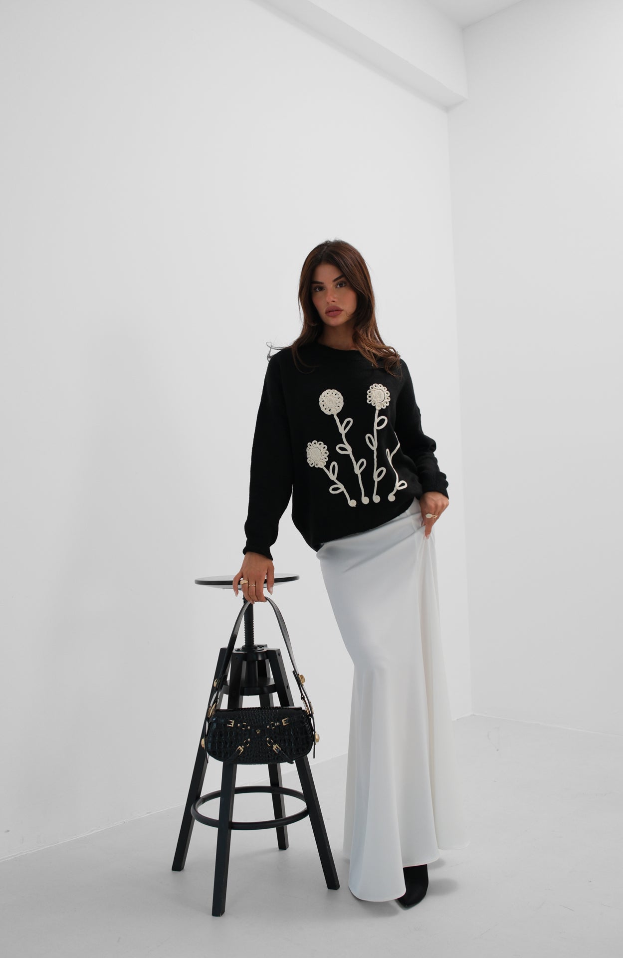Motifli Oversize Black Knit Sweater