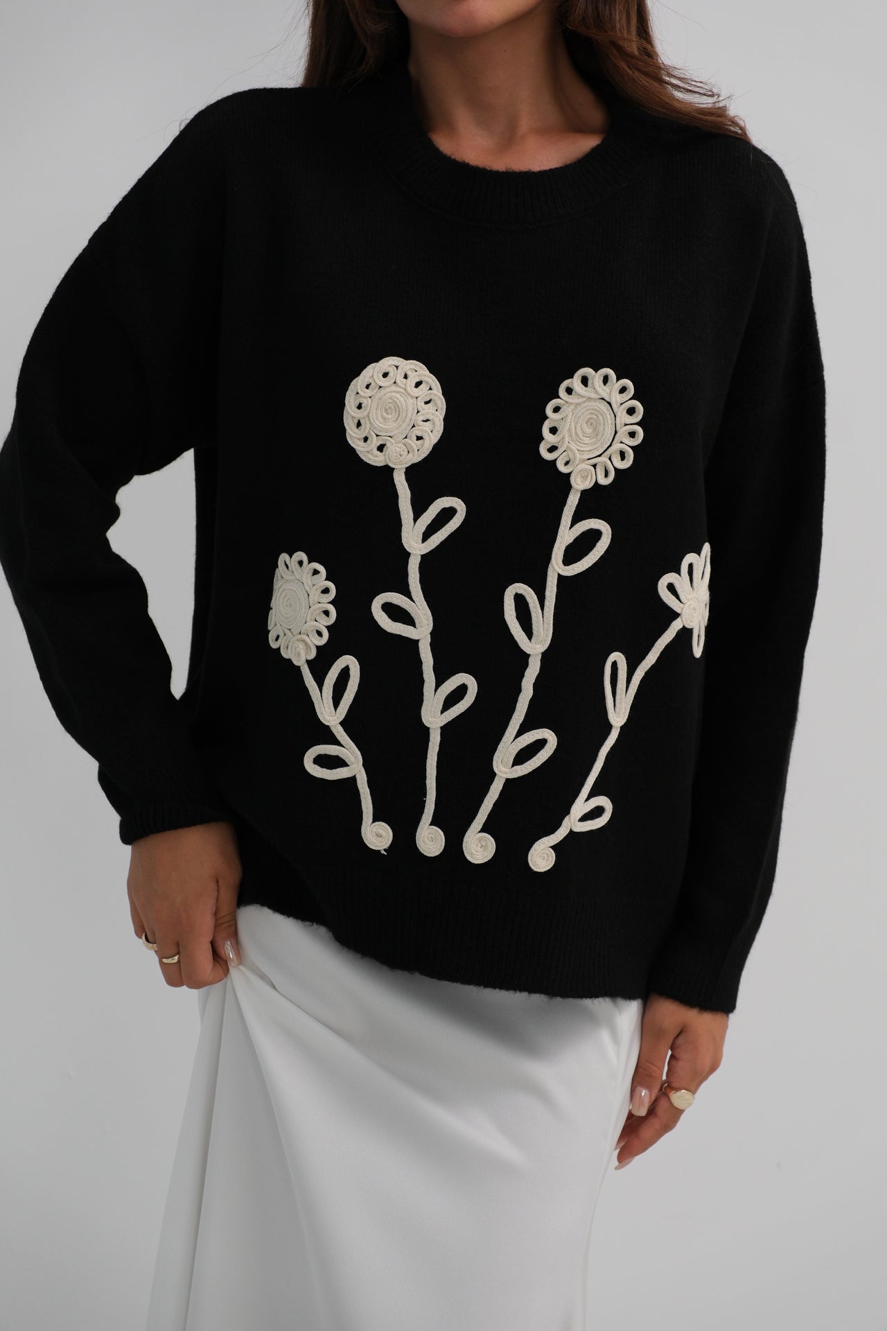 Motifli Oversize Black Knit Sweater
