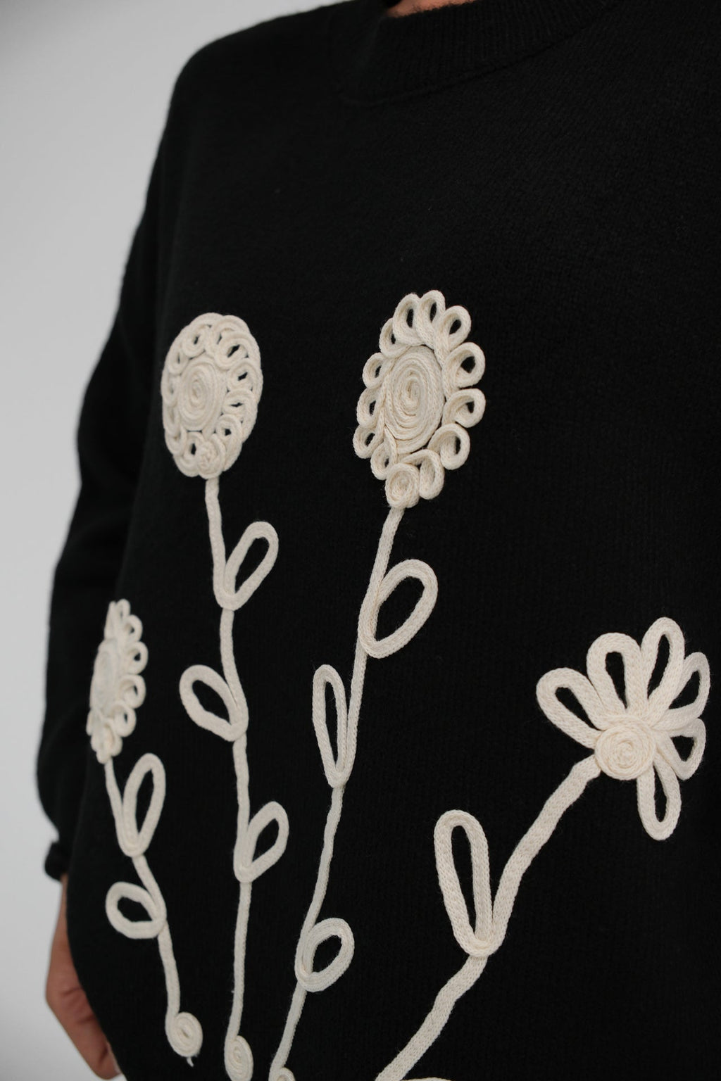Motifli Oversize Black Knit Sweater