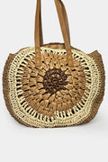 Embroidery Detail Straw Beige Bag