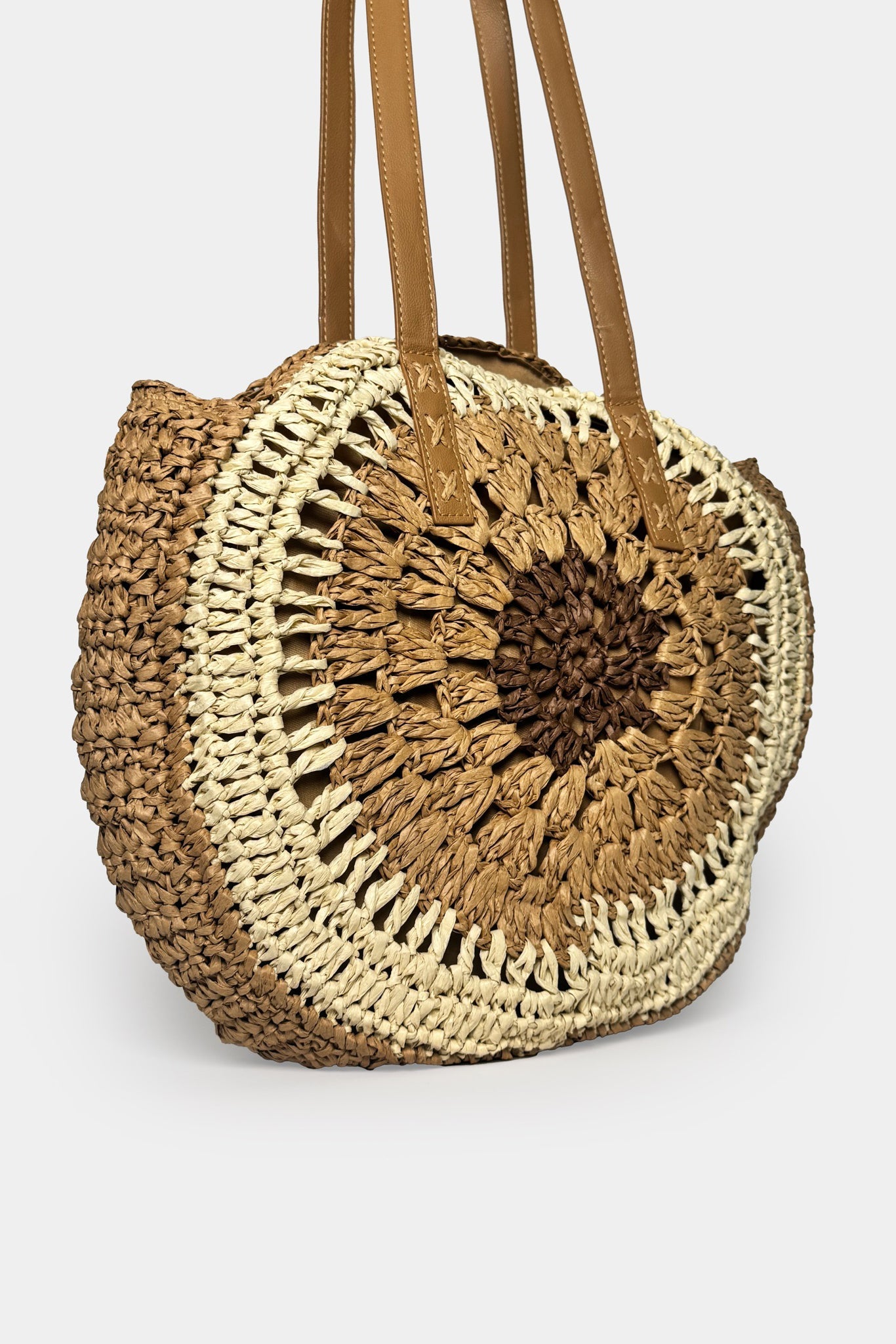 Embroidery Detail Straw Beige Bag