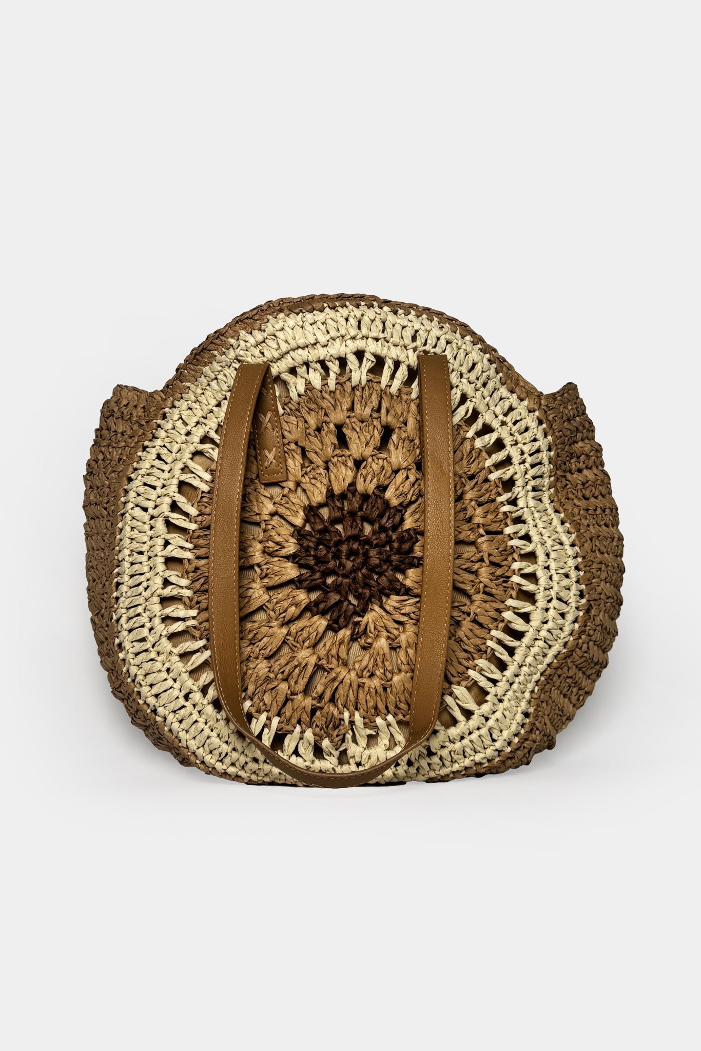 Embroidery Detail Straw Beige Bag