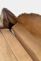 Embroidery Detail Straw Beige Bag