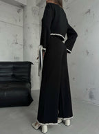 Embroidery Detail Black Knit Set