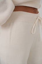 Embroidered Sweatshirter Pants Knit White Set
