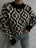 Nakisli Geometrik Pattern Oversize Sweater