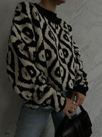 Nakisli Geometrik Pattern Oversize Sweater