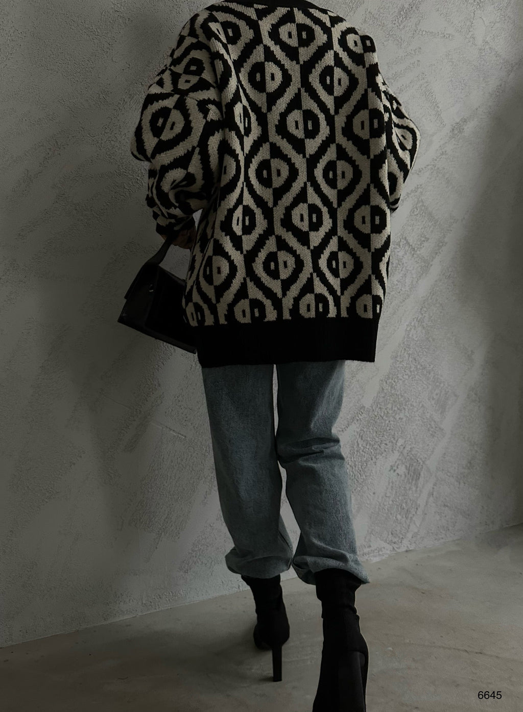 Nakisli Geometrik Pattern Oversize Sweater
