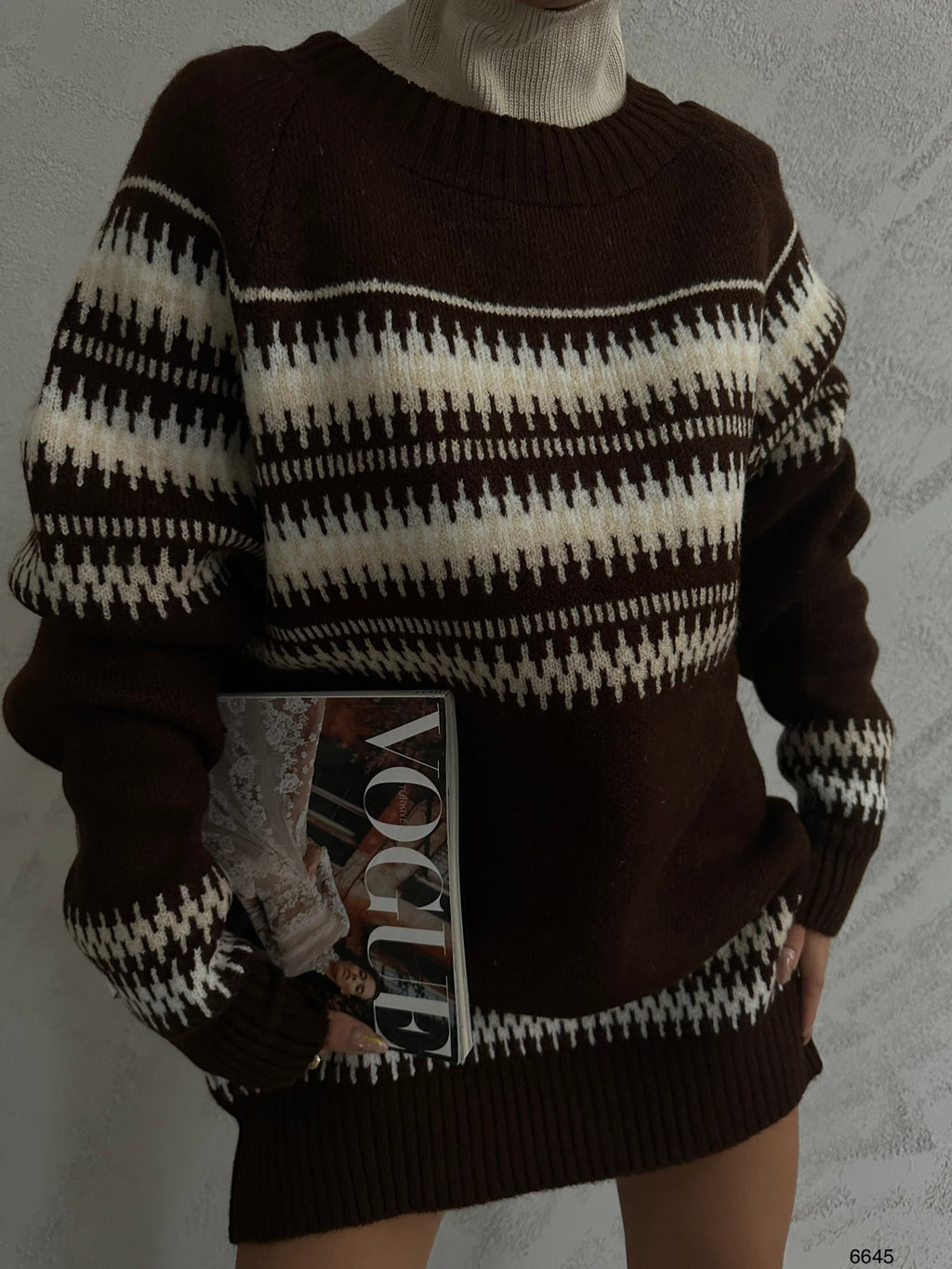 Nakisli Striped Pattern Oversize Sweater