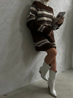 Nakisli Striped Pattern Oversize Sweater