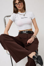 Nepo Printed Crop White T-Shirt