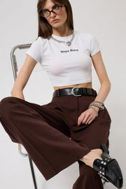 Nepo Printed Crop White T-Shirt