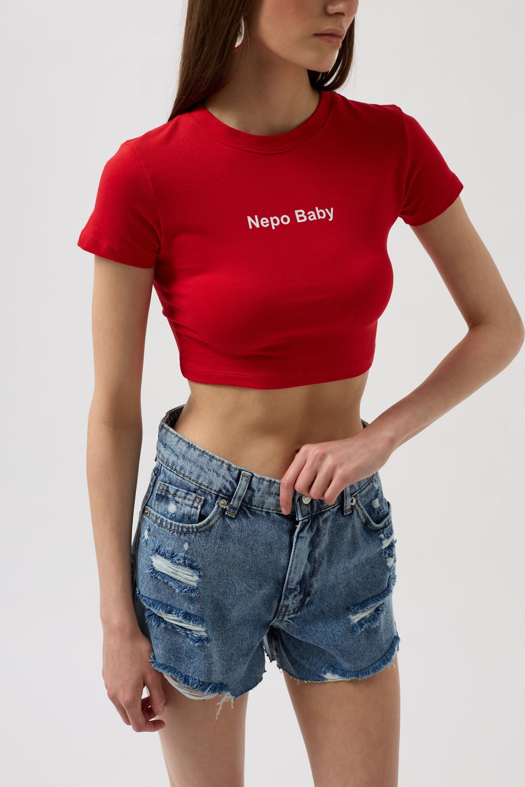 Nepo Printed Crop Red T-Shirt