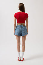 Nepo Printed Crop Red T-Shirt