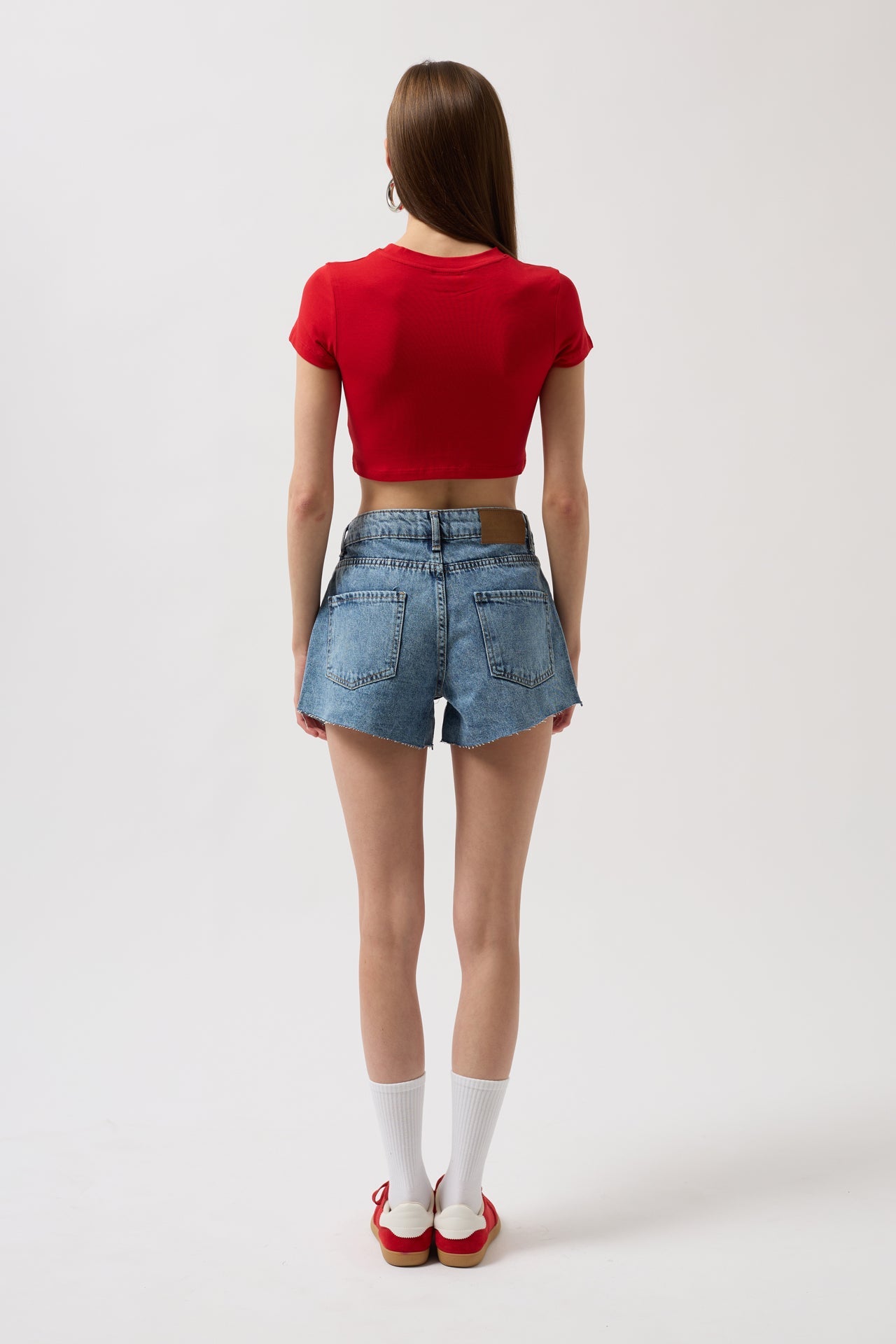 Nepo Printed Crop Red T-Shirt