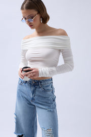 Off the Shoulder Strapless White Blouse