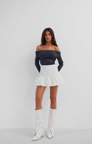 Off the Shoulder Strapless Gray Blouse