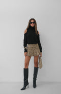 Omuz Detail Turtleneck Black Sweater