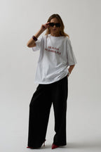 Siri Front Printed Oversize White T-Shirt
