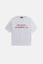 Siri Front Printed Oversize White T-Shirt