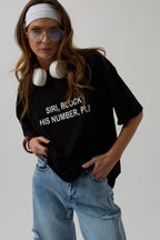 Siri On Baskili Oversize Black T-Shirt