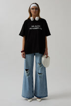 Siri On Baskili Oversize Black T-Shirt