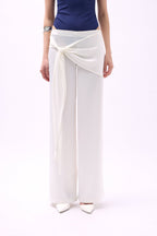 Frontden Tie Ecru Satin Pants