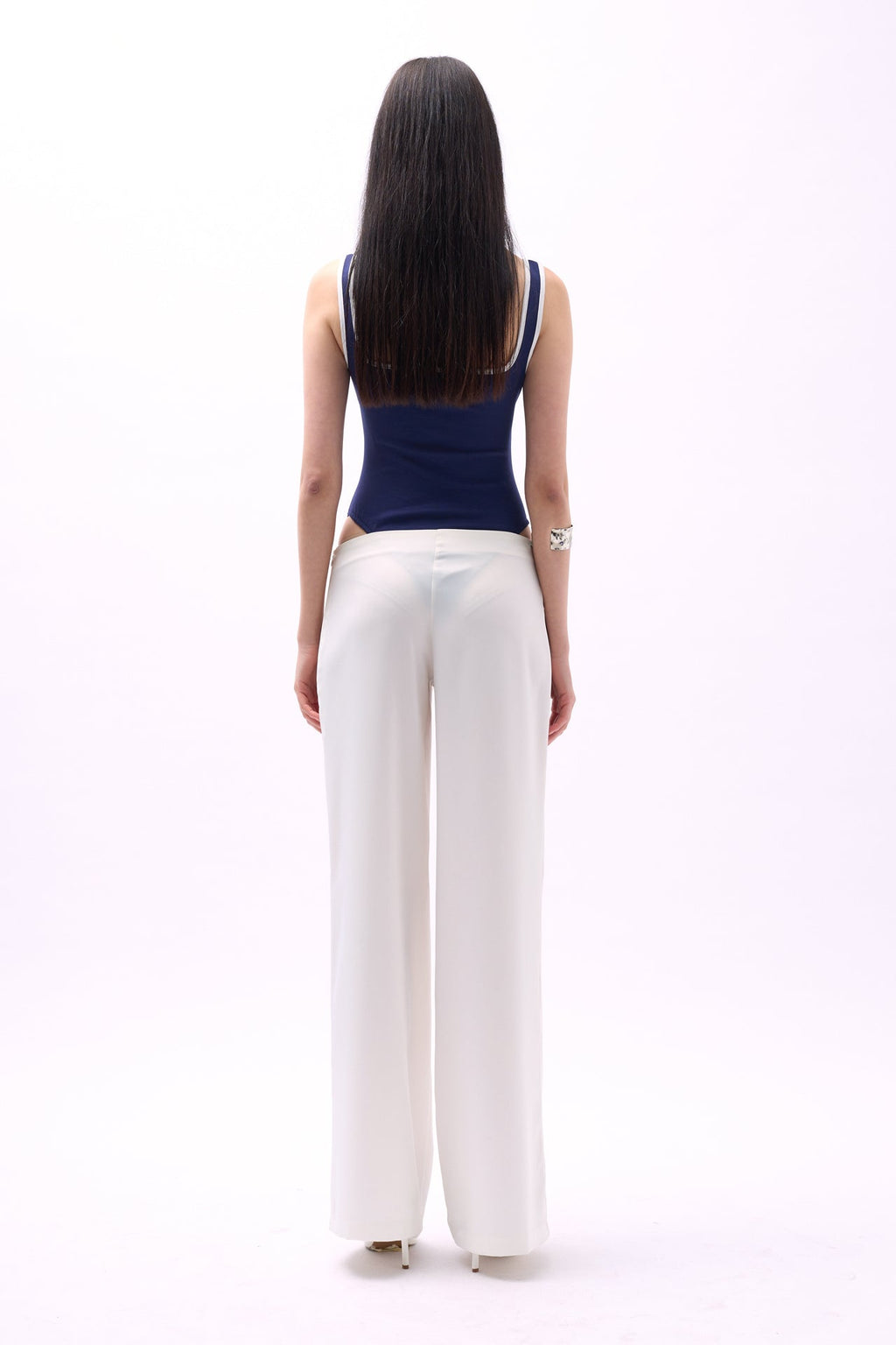 Frontden Tie Ecru Satin Pants