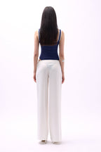Frontden Tie Ecru Satin Pants