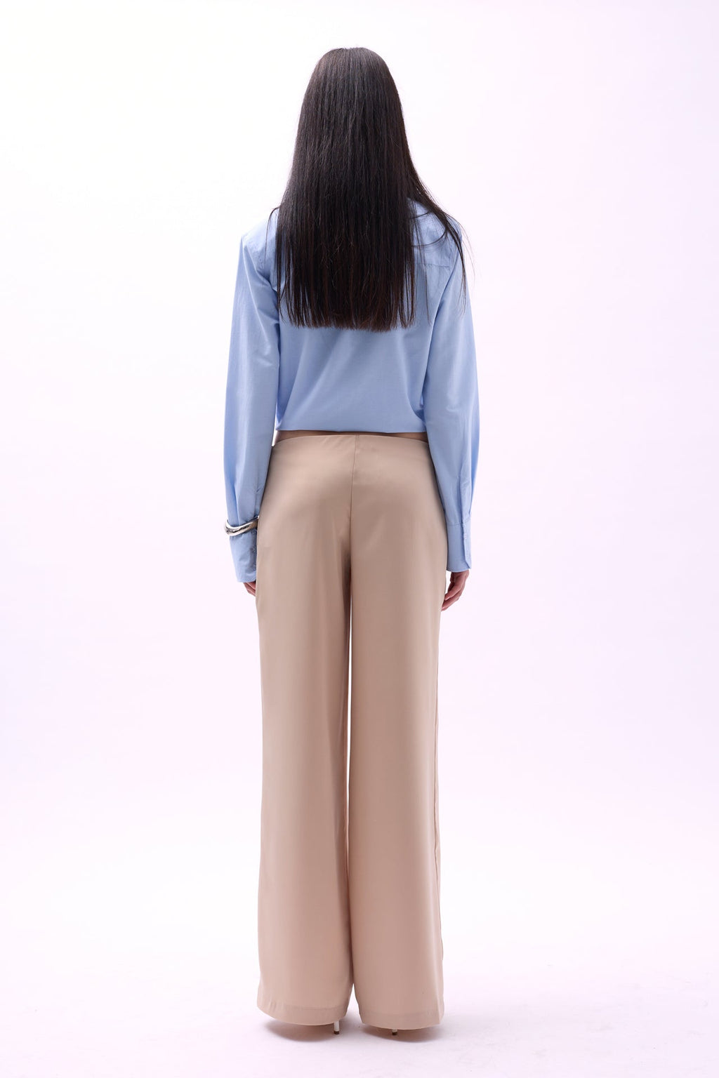 Front Tie Satin Beige Pants