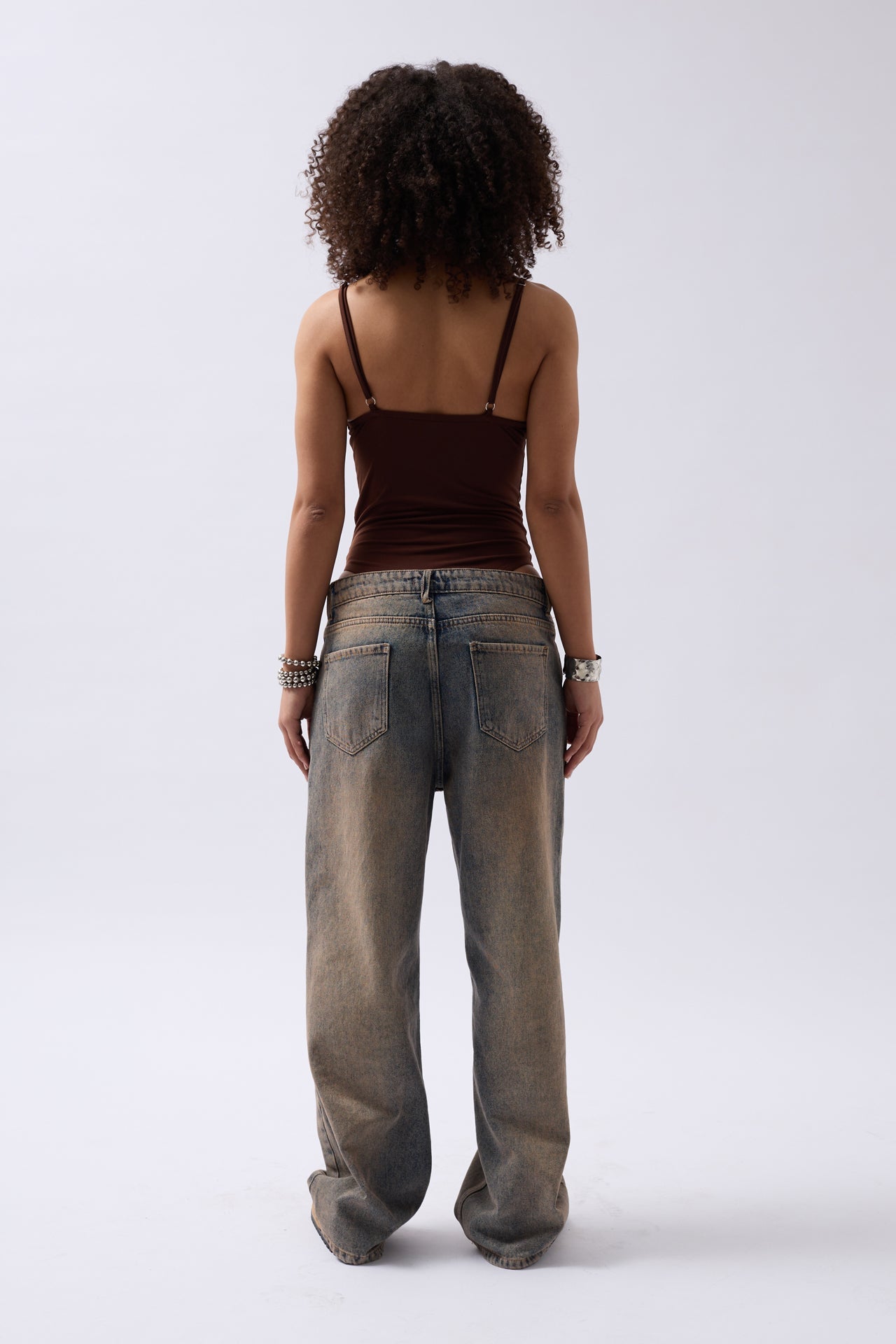 Front Ruched Strappy Brown Bodysuit