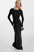 Ruched Front Black Maxi Dress