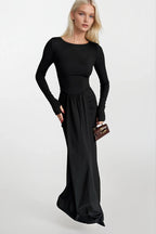 Ruched Front Black Maxi Dress