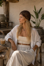 Knitted Pattern Brown Knit Cap