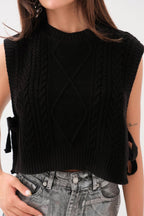Knit Patterned Tie Knit Suveter