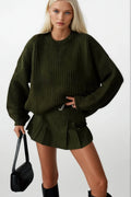 Knit Detail Basic Khaki Knit Sweater