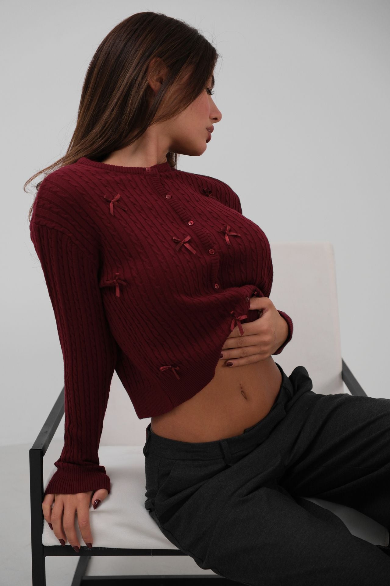 Knit Detail Bow Detail Knit Sweater