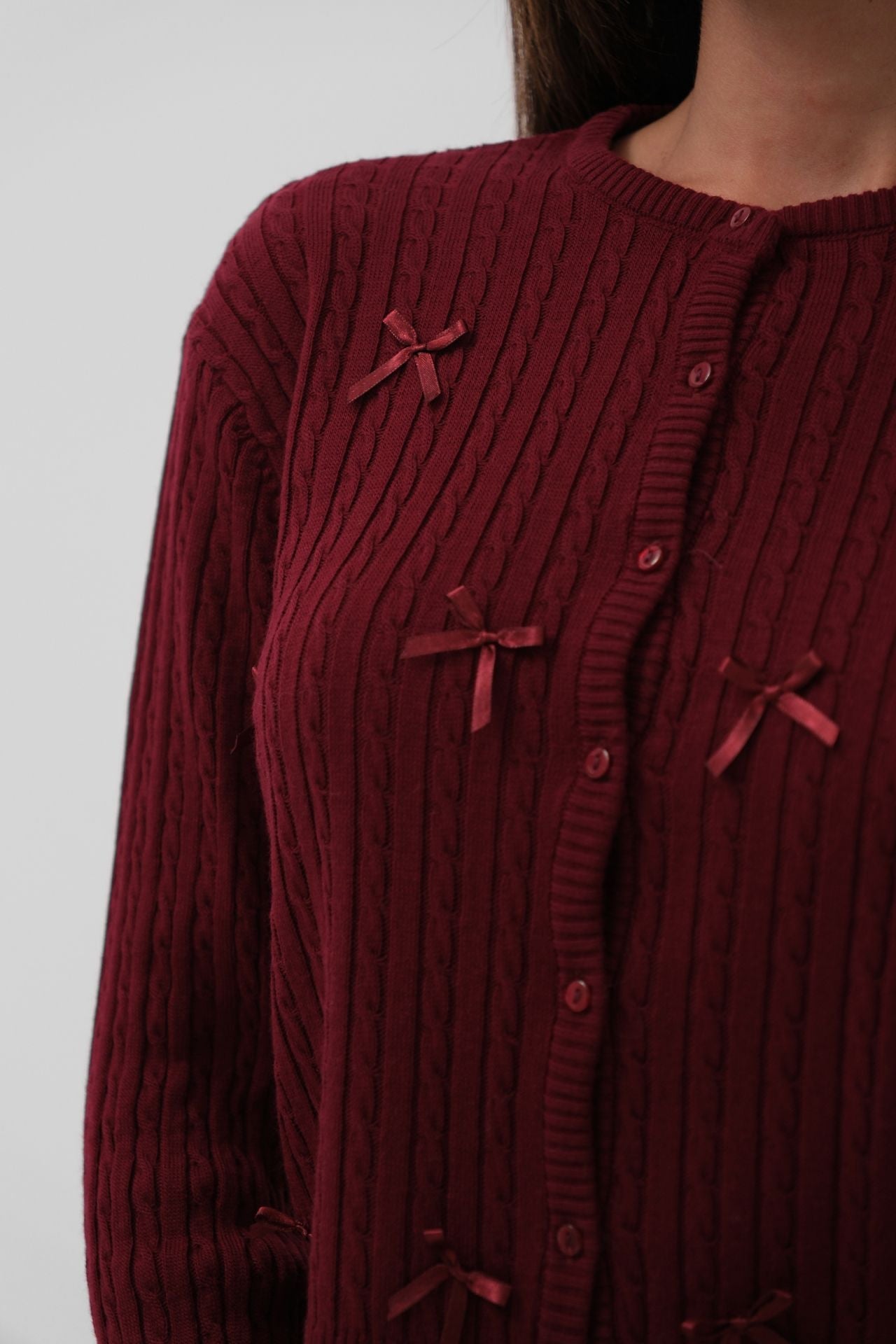 Knit Detail Bow Detail Knit Sweater