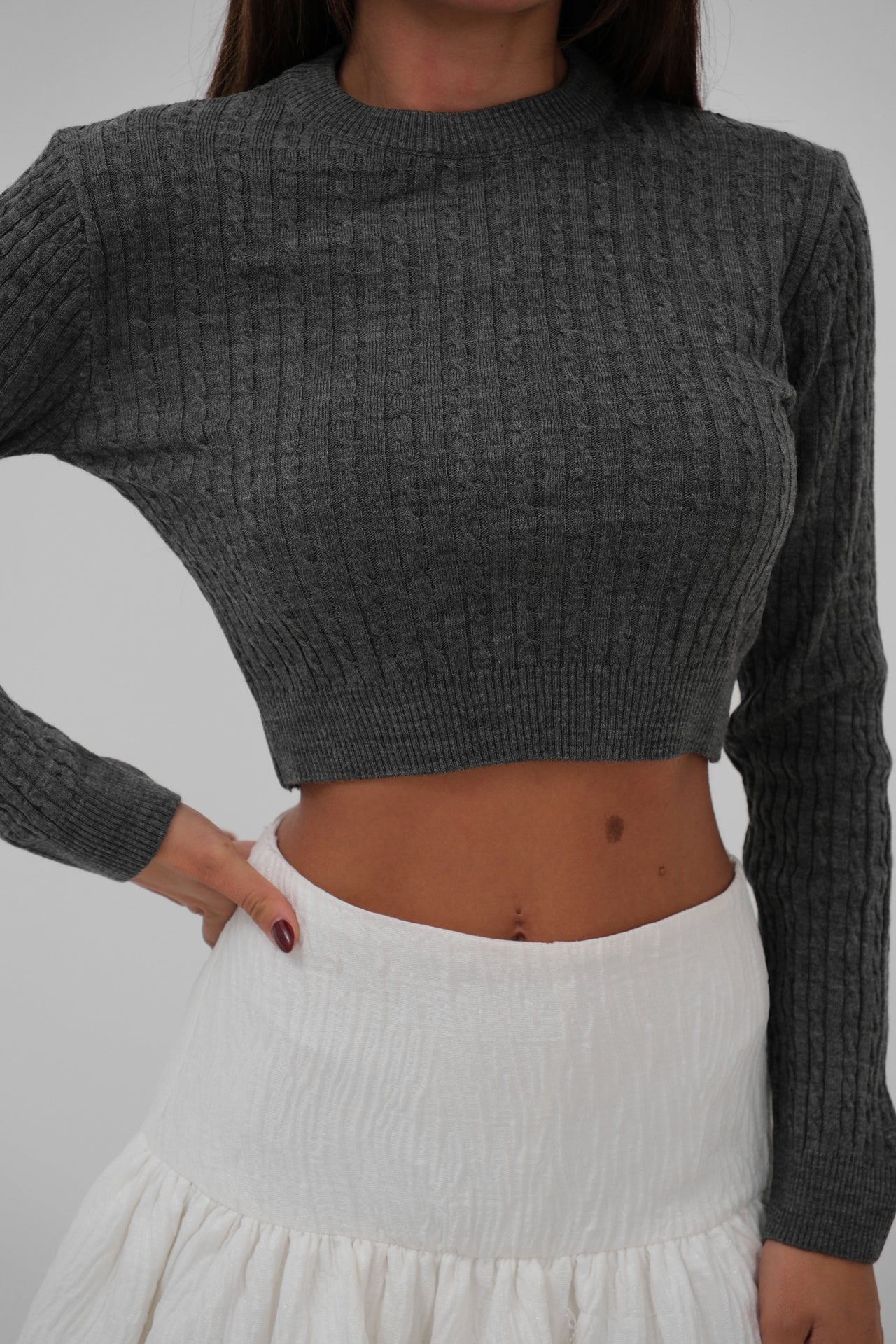 Knit Detail Knit Crop Sweater