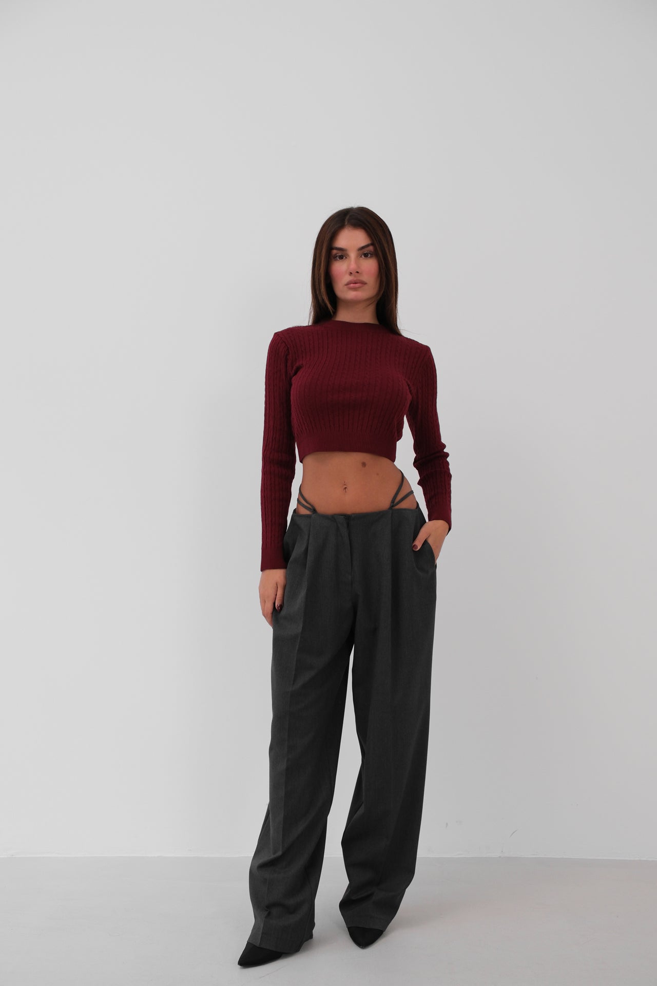 Knit Detail Knit Crop Sweater
