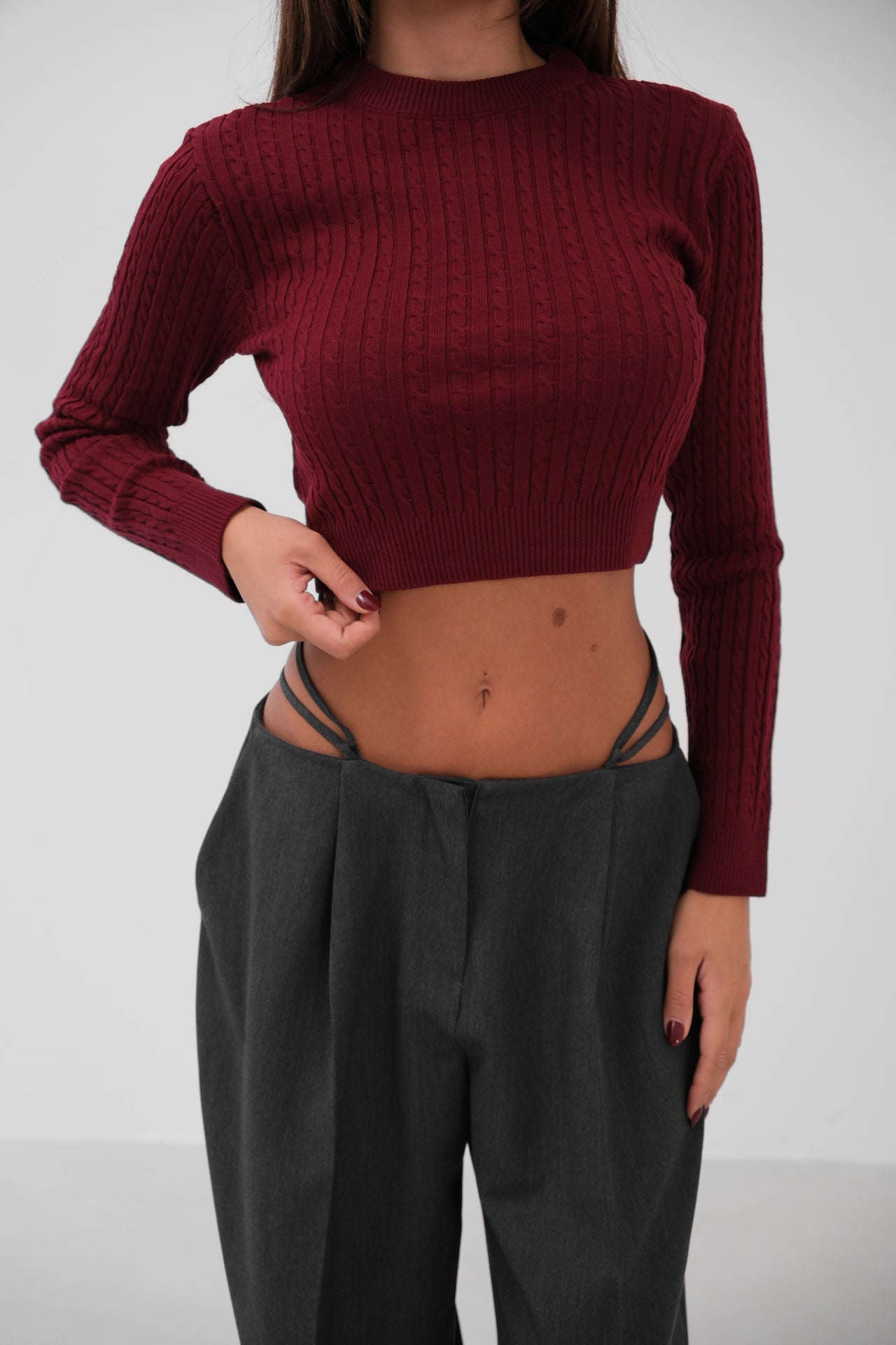 Knit Detail Knit Crop Sweater