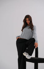 Knit Detailed Washed Crop Knit Sweater