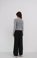 Knit Detailed Washed Crop Knit Sweater