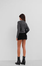 Knit Detailed Washed Crop Knit Sweater