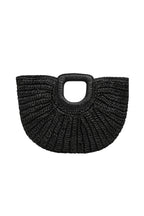 Oval Form Straw Black Handbag