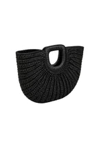 Oval Form Straw Black Handbag
